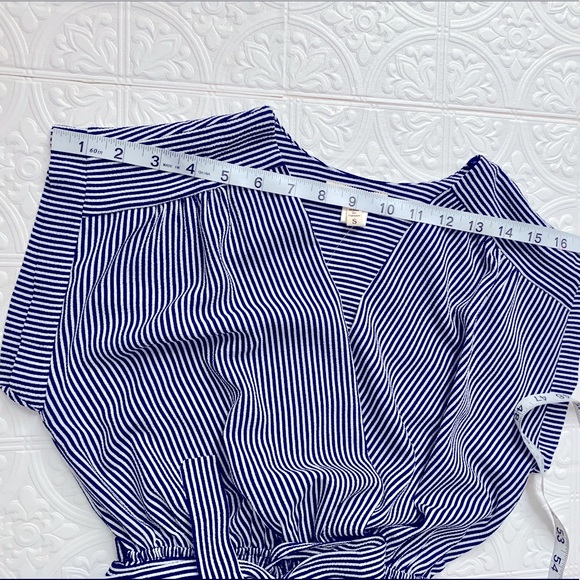 Navy and White Striped Summer Wrap Dress - Picture 4 of 5